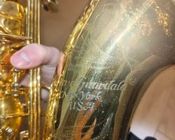 Serial # unknown. Source: no1fieldofjapan on eBay.com DG-500GP, Dave Guardala tenor sax, gold plated tenor saxophone, B&S