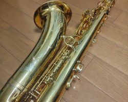 Serial # unknown. Source: no1fieldofjapan on eBay.com DG-500GP, Dave Guardala tenor sax, gold plated tenor saxophone, B&S
