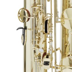 Source: musicmedic.com The Wilmington bass saxophone, Jinbao-made bass saxophone, short wrap bass, stencil sax, Chinese bass sax, Super Action 80 Series II copy,